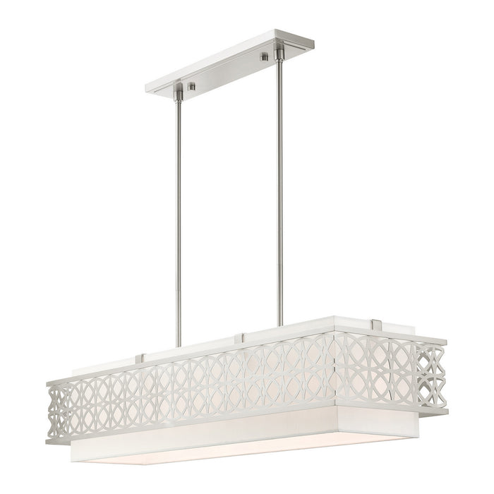 Livex Lighting 49868-91 Six Light Linear Chandelier, Brushed Nickel