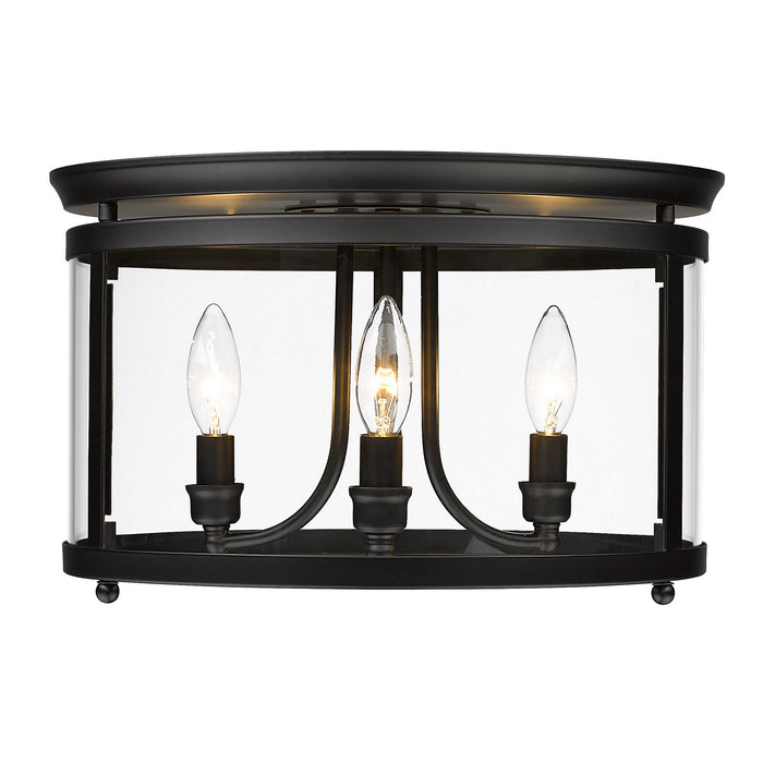Golden 1157-FM BLK Three Light Flush Mount, Matte Black