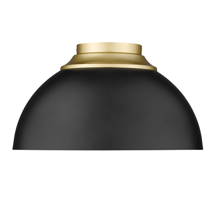 Golden 6956-FM OG-BLK Three Light Flush Mount, Olympic Gold