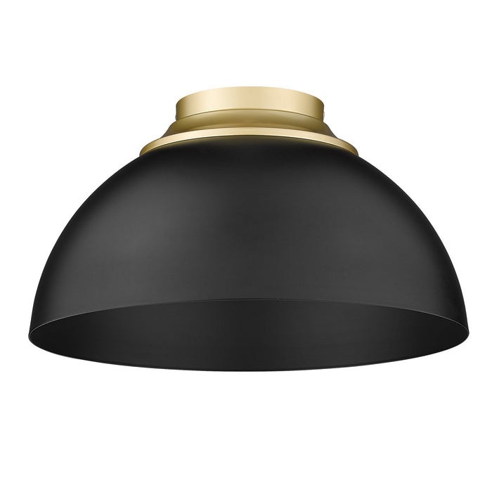 Golden 6956-FM OG-BLK Three Light Flush Mount, Olympic Gold