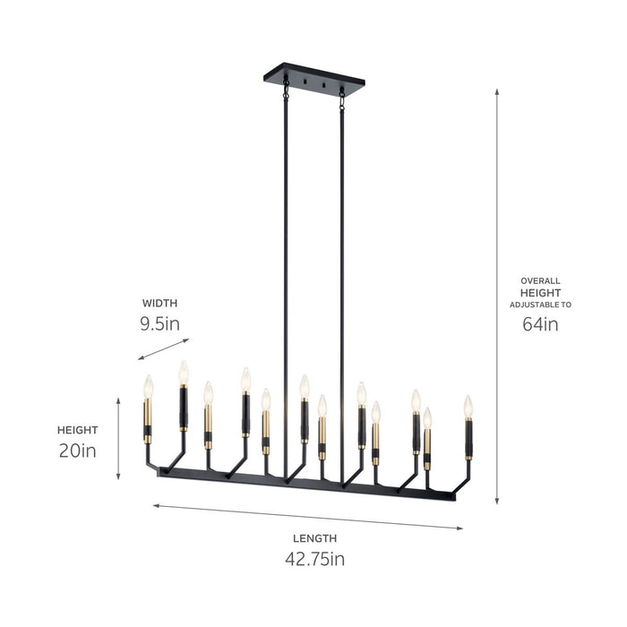 Kichler 52350BK 12 Light Linear Chandelier, Black