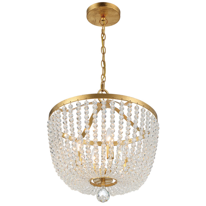 Crystorama 604-GA Four Light Chandelier, Antique Gold