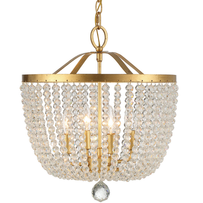 Crystorama 604-GA Four Light Chandelier, Antique Gold