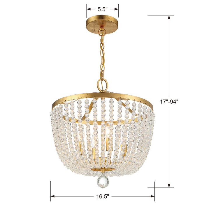 Crystorama 604-GA Four Light Chandelier, Antique Gold