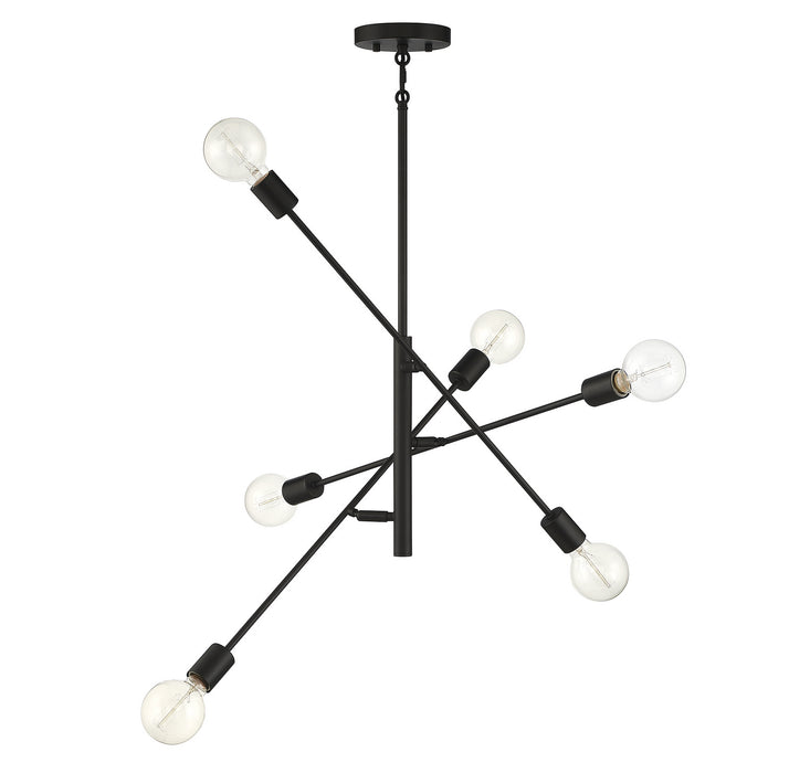 Meridian M10084MBK Six Light Chandelier, Matte Black