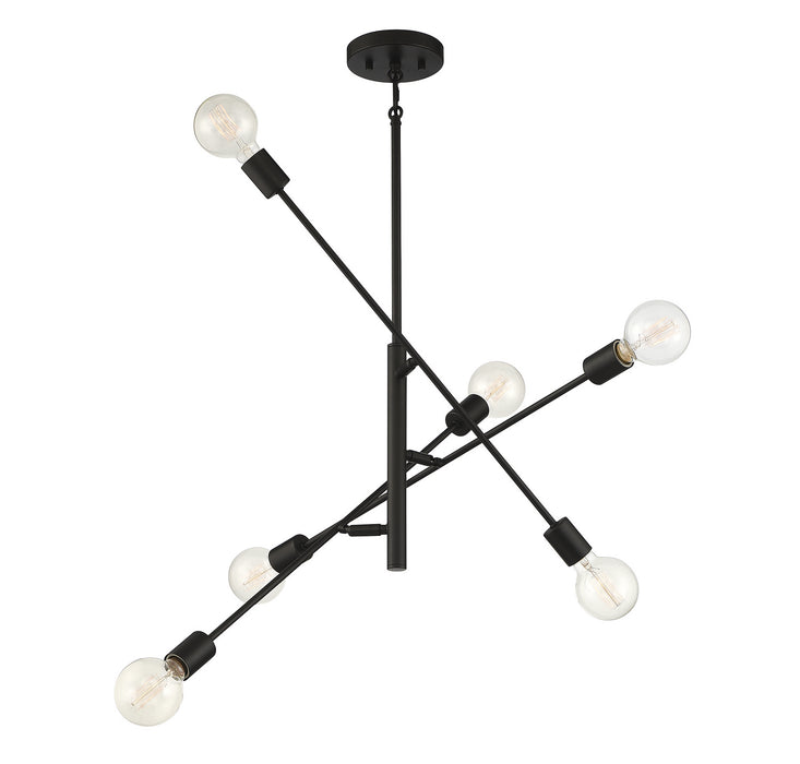 Meridian M10084MBK Six Light Chandelier, Matte Black