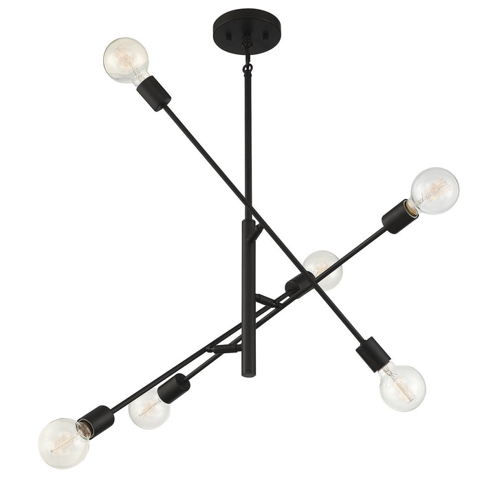 Meridian M10084MBK Six Light Chandelier, Matte Black
