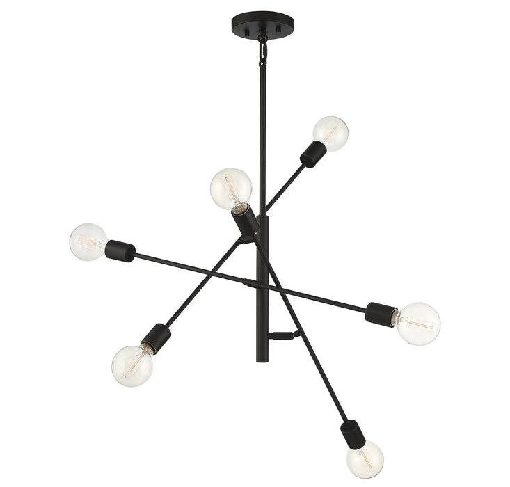 Meridian M10084MBK Six Light Chandelier, Matte Black