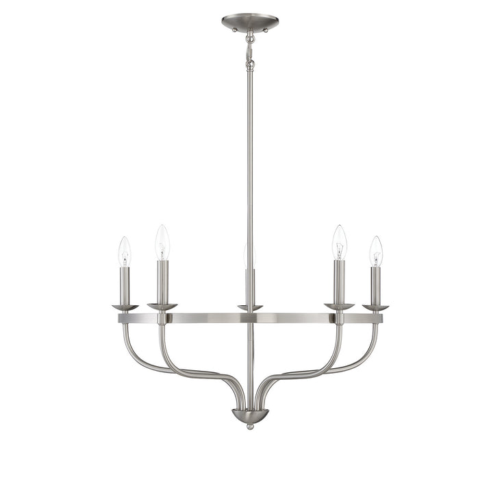 Meridian M10087BN Five Light Chandelier, Brushed Nickel