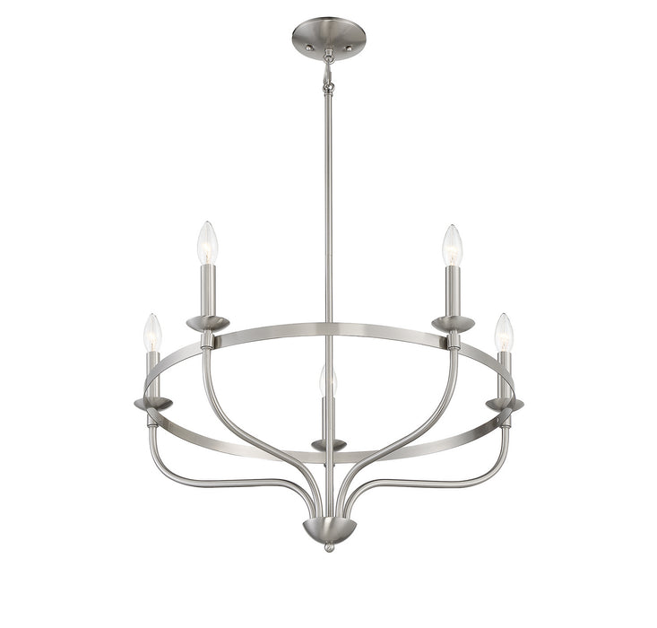 Meridian M10087BN Five Light Chandelier, Brushed Nickel