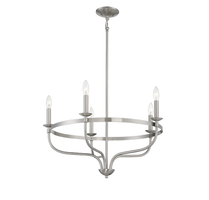 Meridian M10087BN Five Light Chandelier, Brushed Nickel