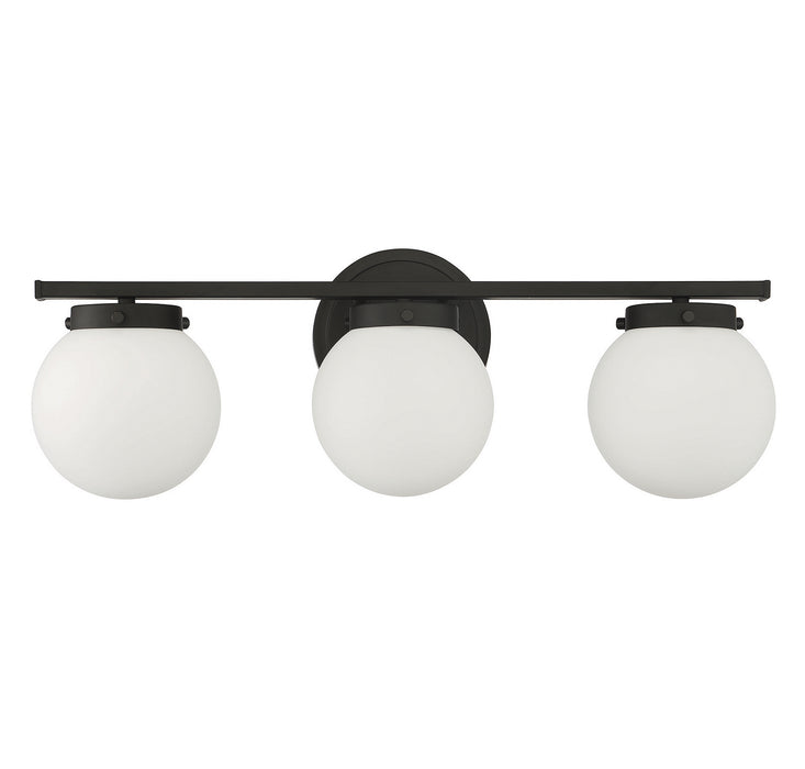 Meridian M80023MBK Three Light Bathroom Vanity Light, Matte Black