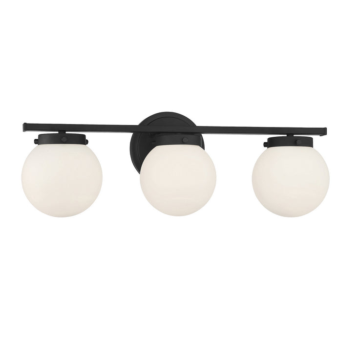 Meridian M80023MBK Three Light Bathroom Vanity Light, Matte Black