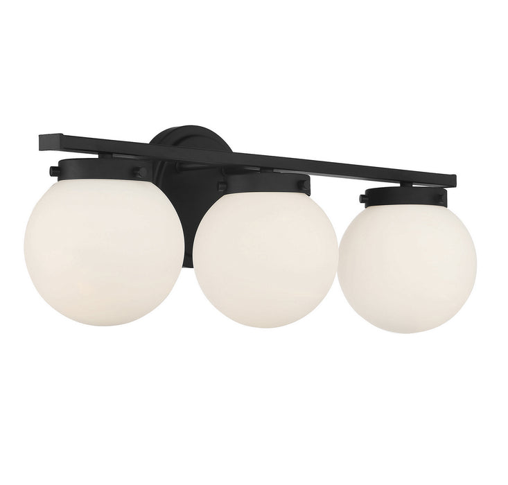 Meridian M80023MBK Three Light Bathroom Vanity Light, Matte Black