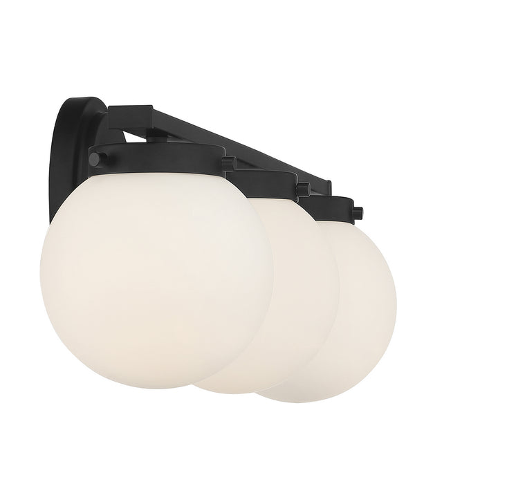 Meridian M80023MBK Three Light Bathroom Vanity Light, Matte Black