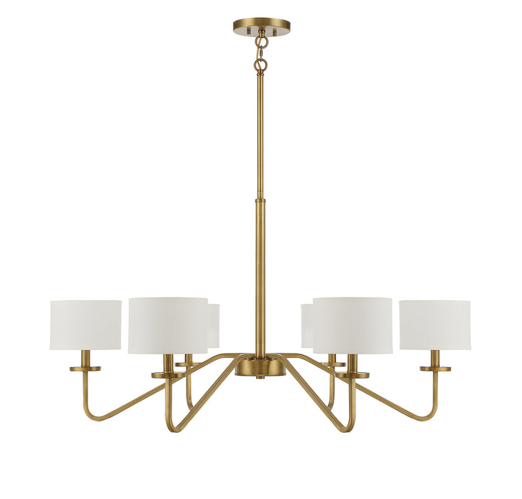Meridian M10092NB Six Light Chandelier, Natural Brass