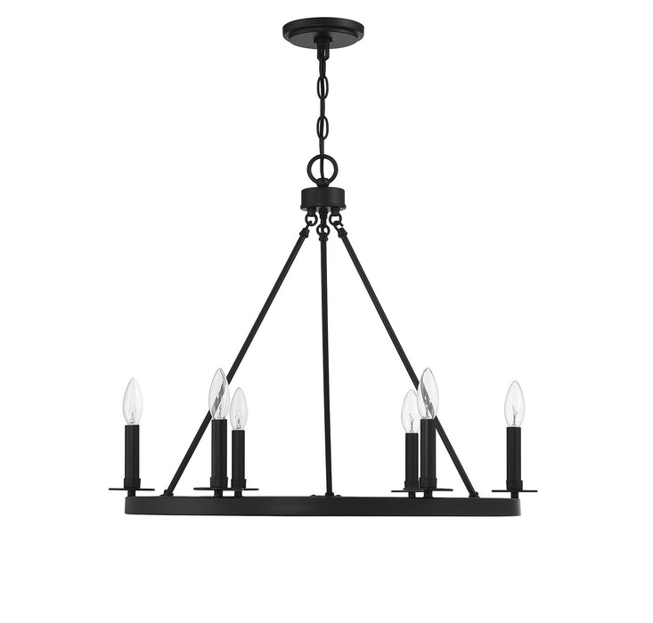 Meridian M10093MBK Six Light Chandelier, Matte Black