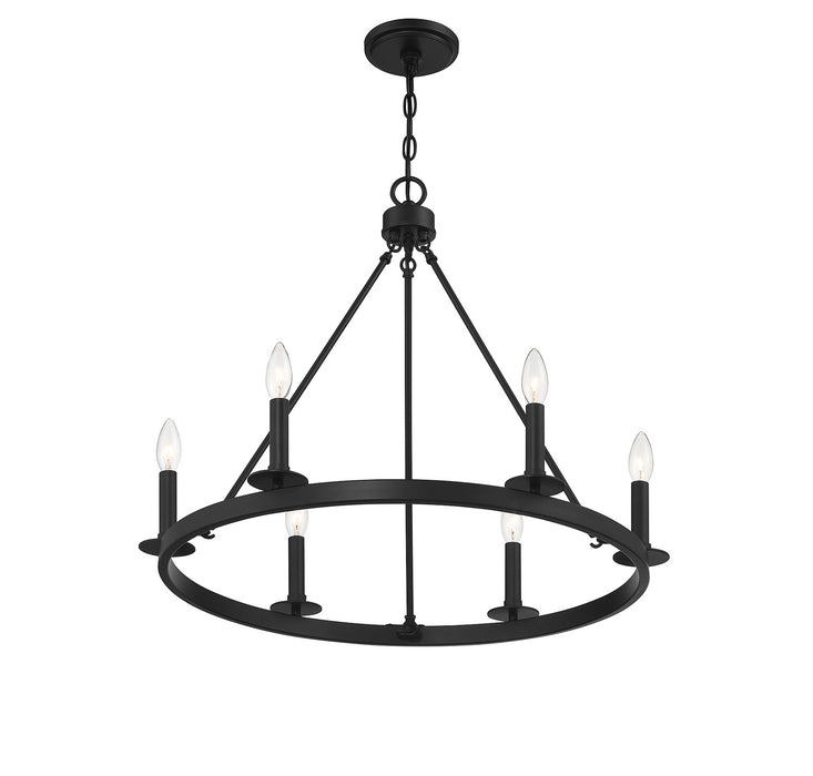 Meridian M10093MBK Six Light Chandelier, Matte Black