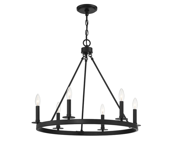 Meridian M10093MBK Six Light Chandelier, Matte Black