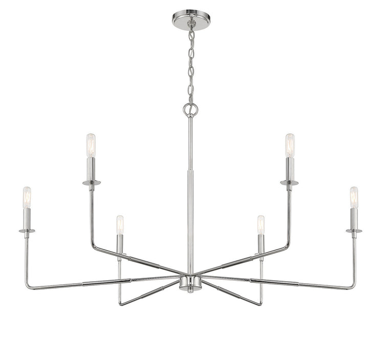 Savoy House 1-2221-6-109 Six Light Chandelier, Polished Nickel