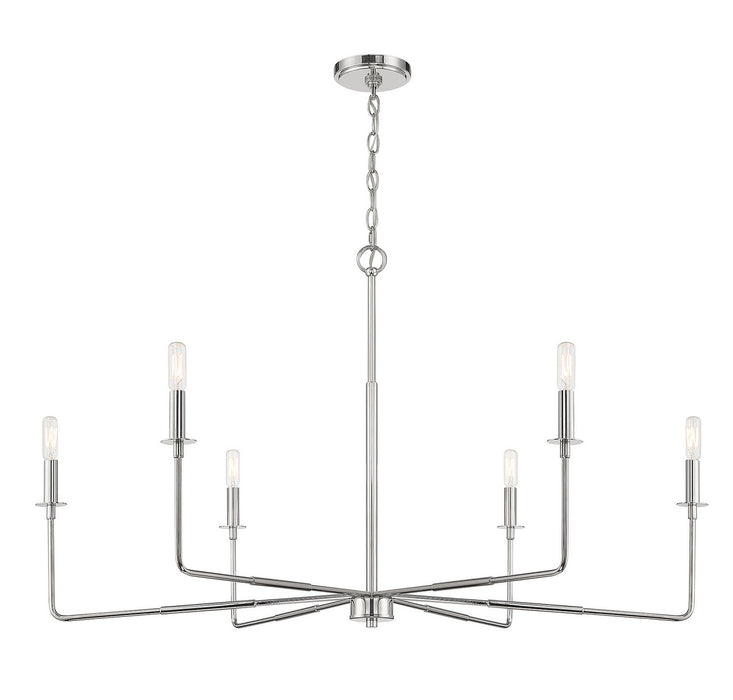 Savoy House 1-2221-6-109 Six Light Chandelier, Polished Nickel