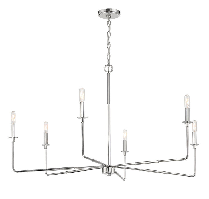 Savoy House 1-2221-6-109 Six Light Chandelier, Polished Nickel