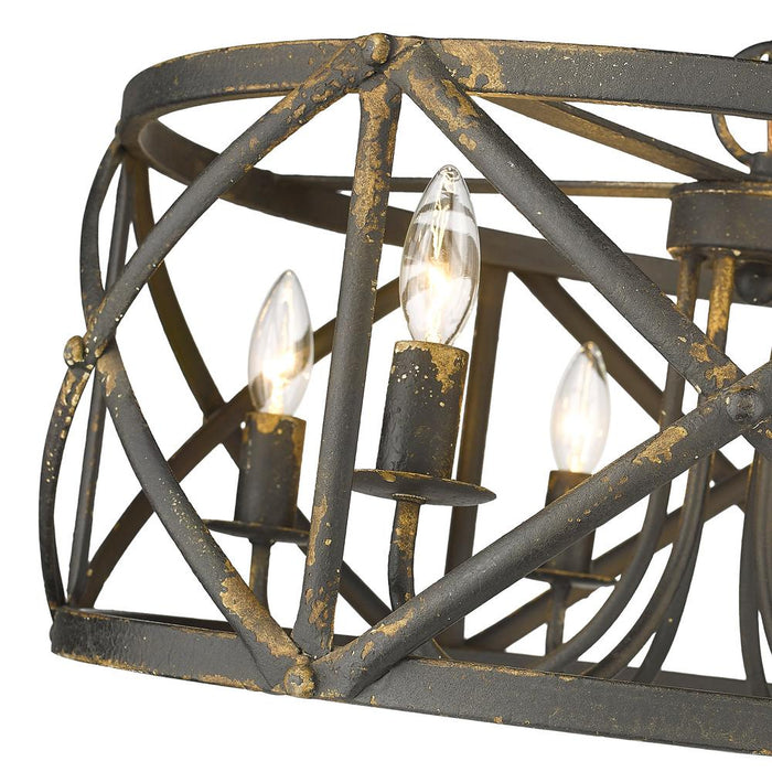 Golden 0890-6 ABI Six Light Chandelier, Antique Black Iron