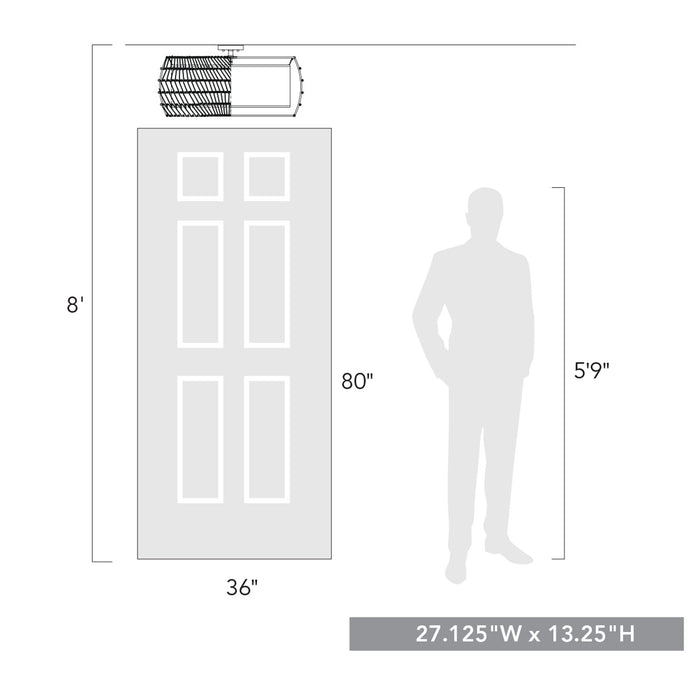 Golden 6805-6SF BLK-NR Six Light Semi-Flush Mount, Matte Black