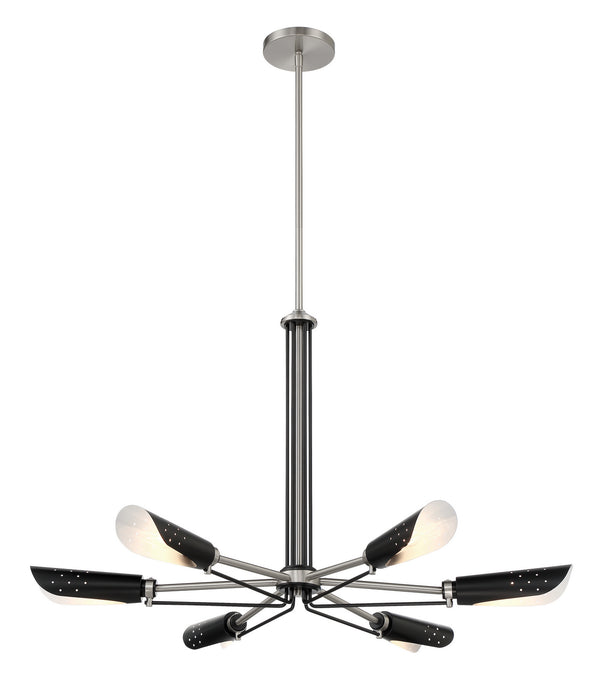 George Kovacs P1696-691 Six Light Chandelier, Coal With Brushed Nickel