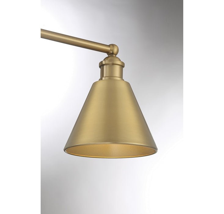 Meridian M80064NB Three Light Bathroom Vanity Light, Natural Brass