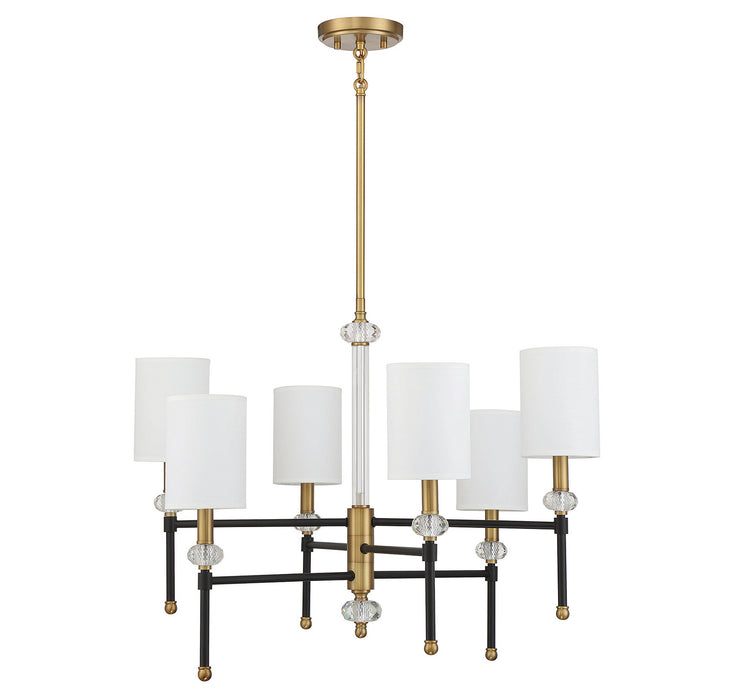 Savoy House 1-1887-6-143 Six Light Chandelier, Matte Black with Warm Brass