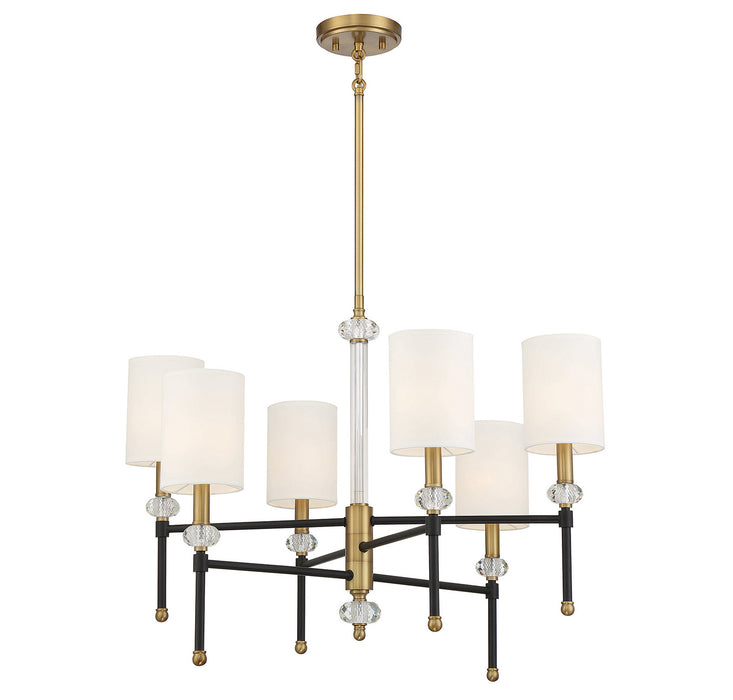Savoy House 1-1887-6-143 Six Light Chandelier, Matte Black with Warm Brass