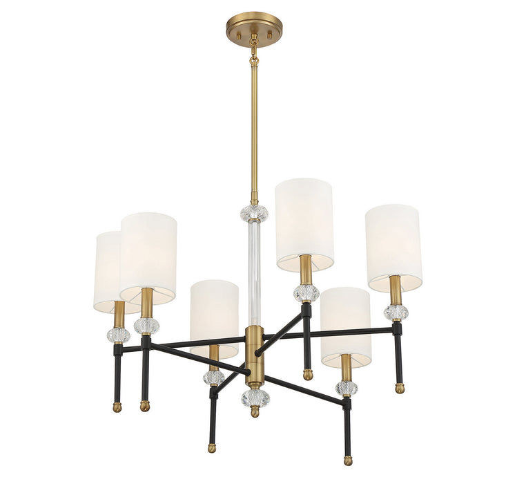Savoy House 1-1887-6-143 Six Light Chandelier, Matte Black with Warm Brass