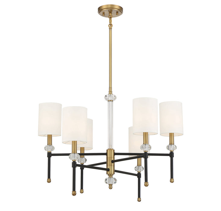 Savoy House 1-1887-6-143 Six Light Chandelier, Matte Black with Warm Brass