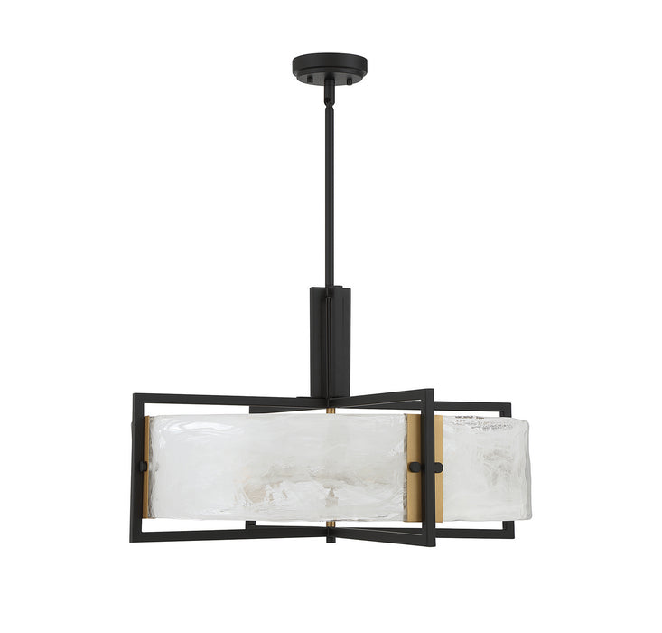 Savoy House 7-1696-5-143 Five Light Pendant, Matte Black with Warm Brass