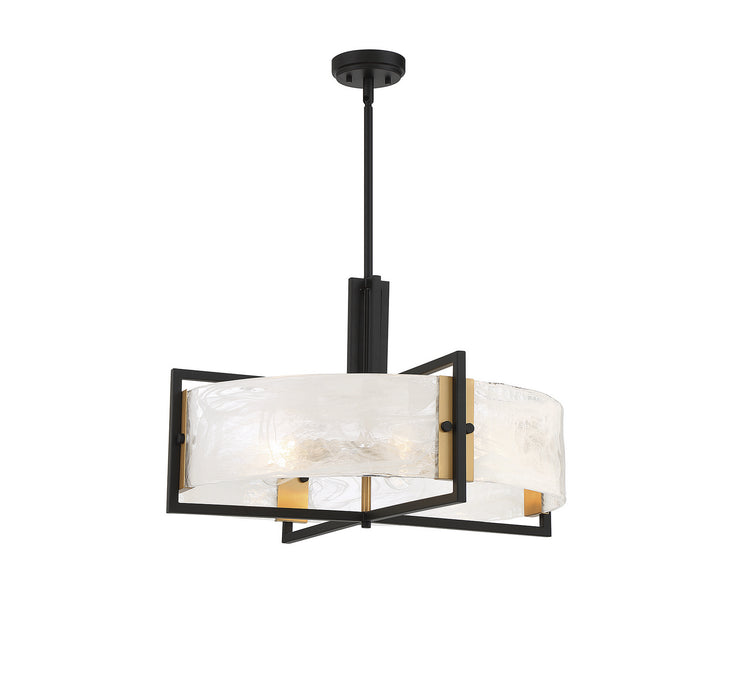 Savoy House 7-1696-5-143 Five Light Pendant, Matte Black with Warm Brass