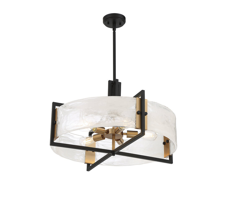 Savoy House 7-1696-5-143 Five Light Pendant, Matte Black with Warm Brass