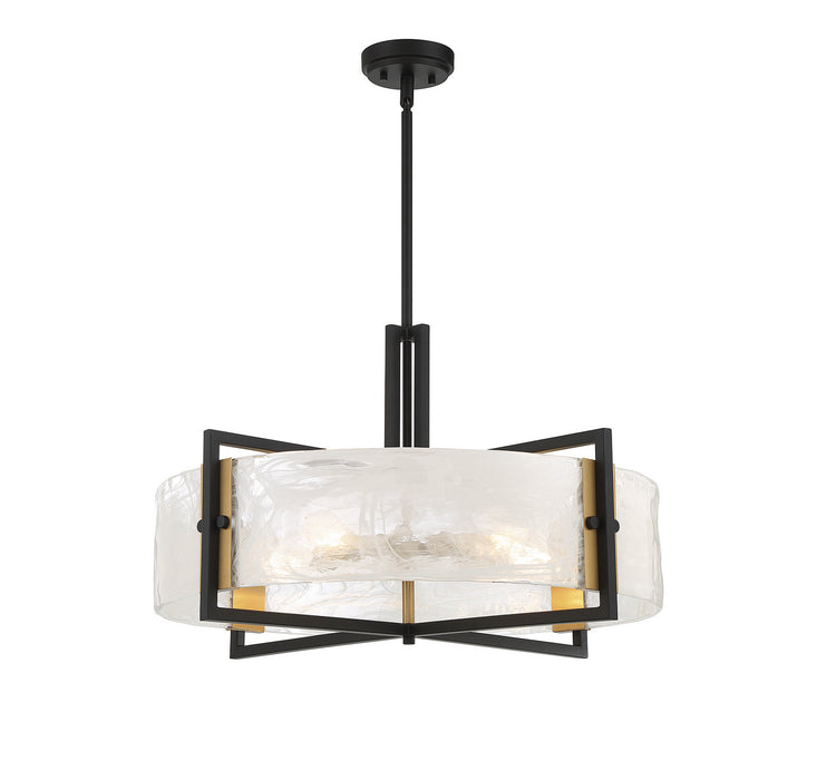 Savoy House 7-1696-5-143 Five Light Pendant, Matte Black with Warm Brass