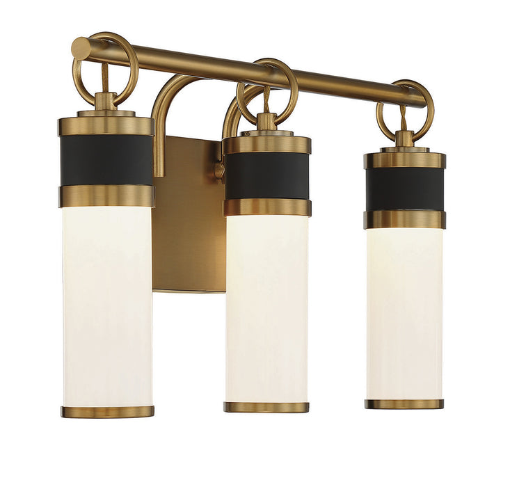 Savoy House 8-1638-3-143 LED Bathroom Vanity, Matte Black with Warm Brass
