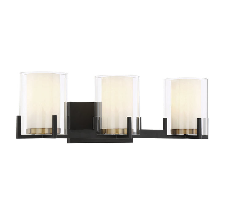 Savoy House 8-1977-3-143 Three Light Bathroom Vanity, Matte Black with Warm Brass