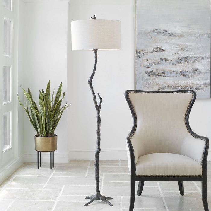 Uttermost 30063 One Light Floor Lamp, Distressed Rustic Black