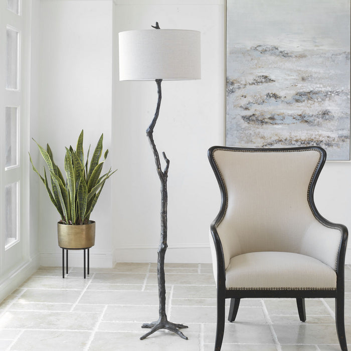 Uttermost 30063 One Light Floor Lamp, Distressed Rustic Black