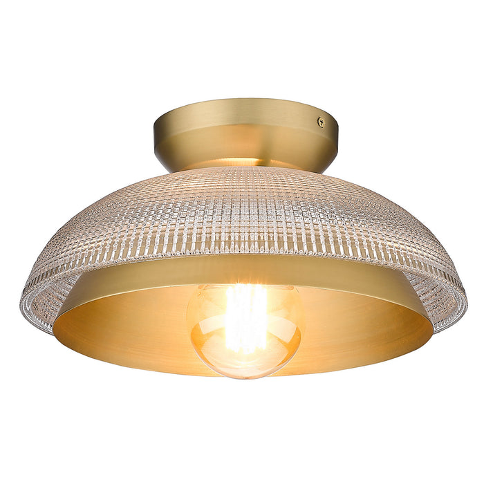 Golden 0309-FM BCB-RPG One Light Flush Mount, Brushed Champagne Bronze