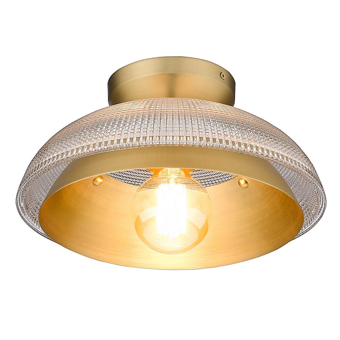 Golden 0309-FM BCB-RPG One Light Flush Mount, Brushed Champagne Bronze