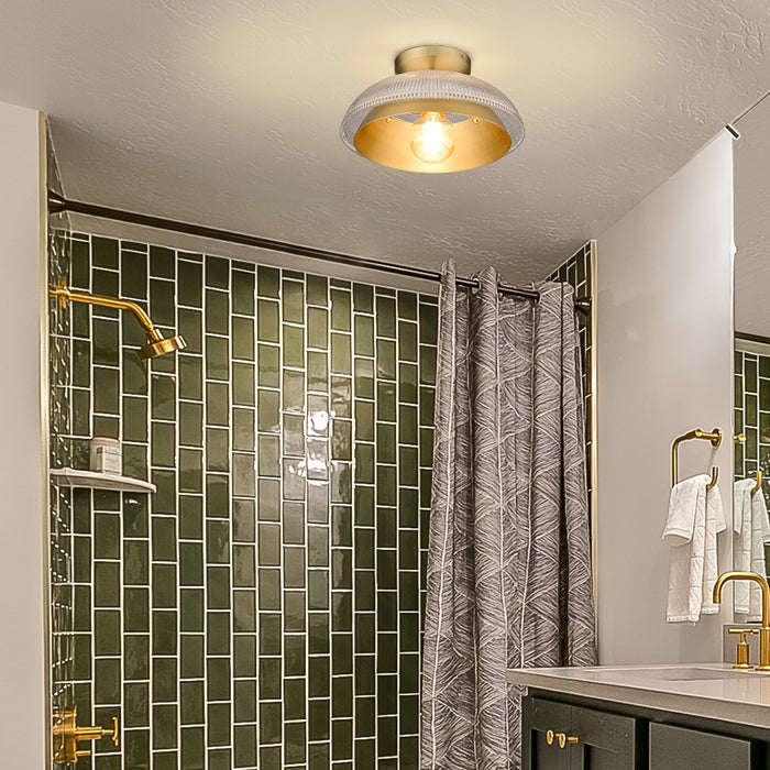 Golden 0309-FM BCB-RPG One Light Flush Mount, Brushed Champagne Bronze