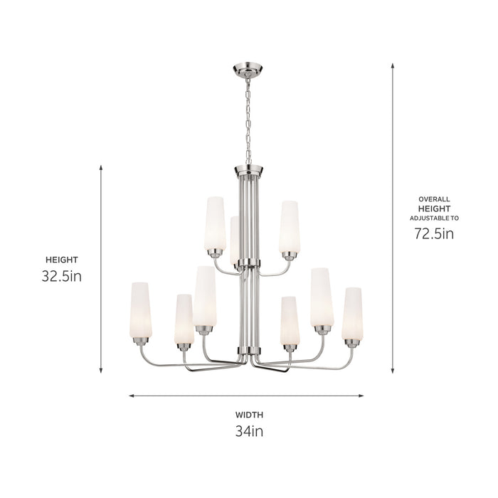 Kichler 52482PN Nine Light Chandelier, Polished Nickel