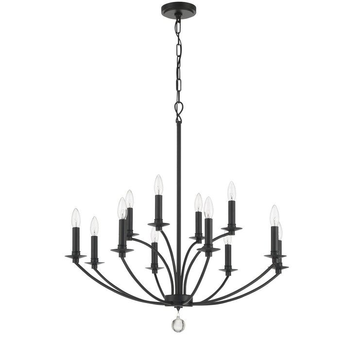 Crystorama MIL-8012-BK 12 Light Chandelier, Black