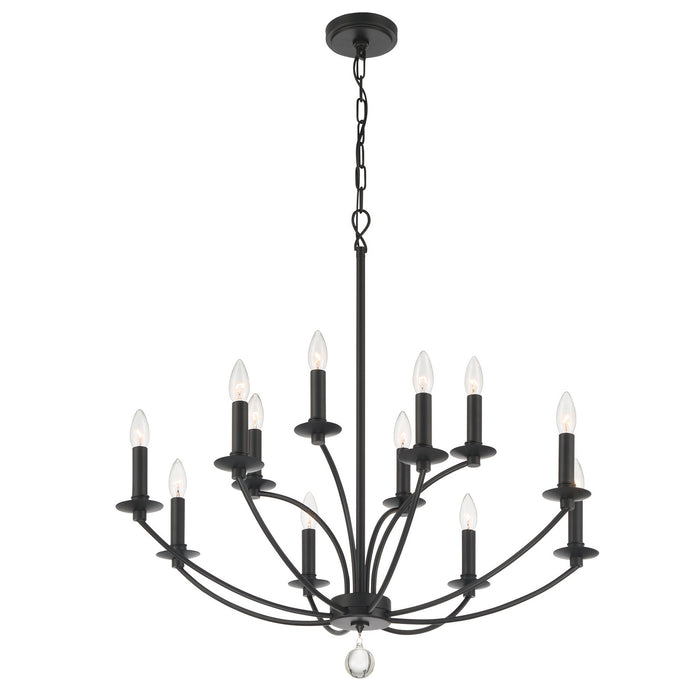Crystorama MIL-8012-BK 12 Light Chandelier, Black