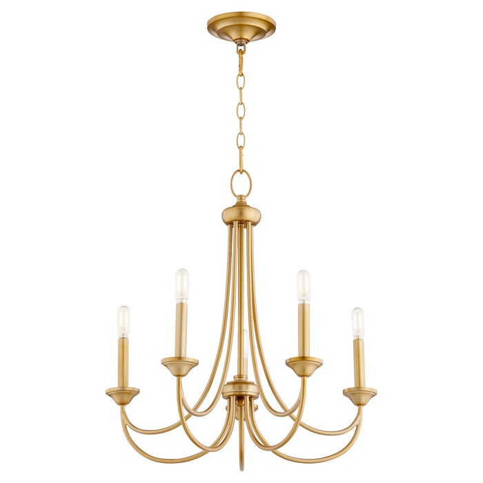 Quorum 6250-5-80 Five Light Chandelier, Aged Brass