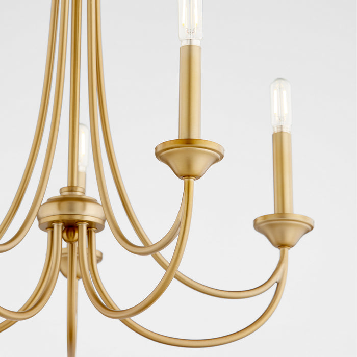 Quorum 6250-5-80 Five Light Chandelier, Aged Brass
